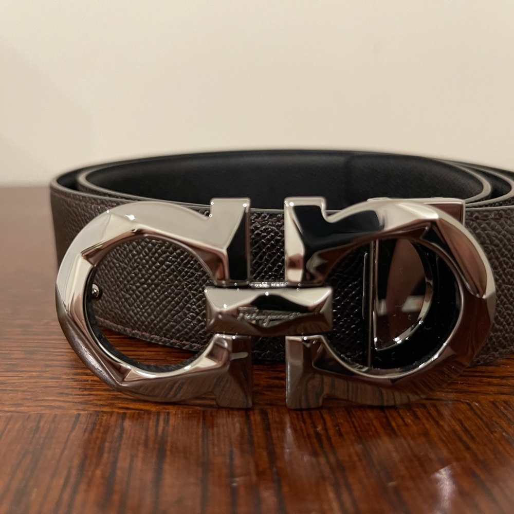 NWT Salvatore Ferragamo  Brown and Silver Belt